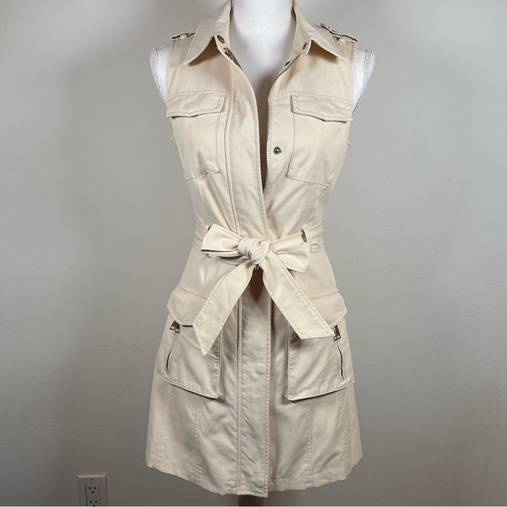 Bebe Y2K sleeveless zip-up trench vest with belt